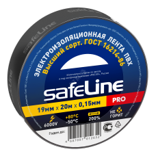 Изолента ПВХ черная 19мм 20м Safeline (9366)